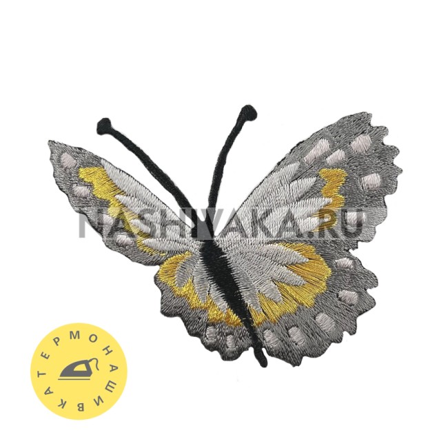 Нашивка Бабочка серая (215436), 60х75мм