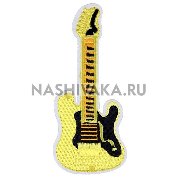Нашивка Гитара желтая (200622), 110х45мм