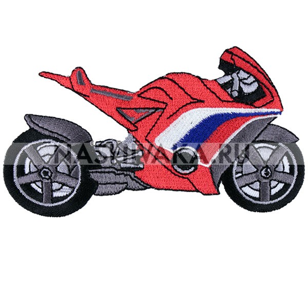 Нашивка Мотоцикл красный (200540), 65х115мм