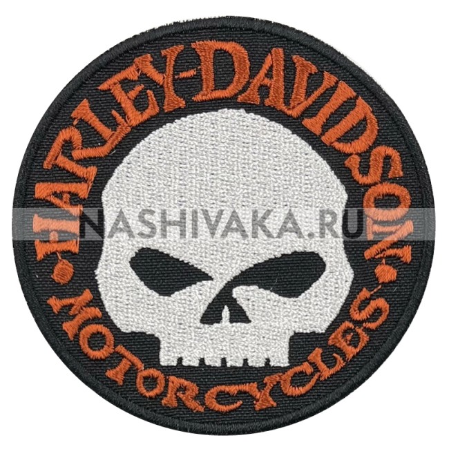 Нашивка Harley Davidson череп (201135), 80х80мм
