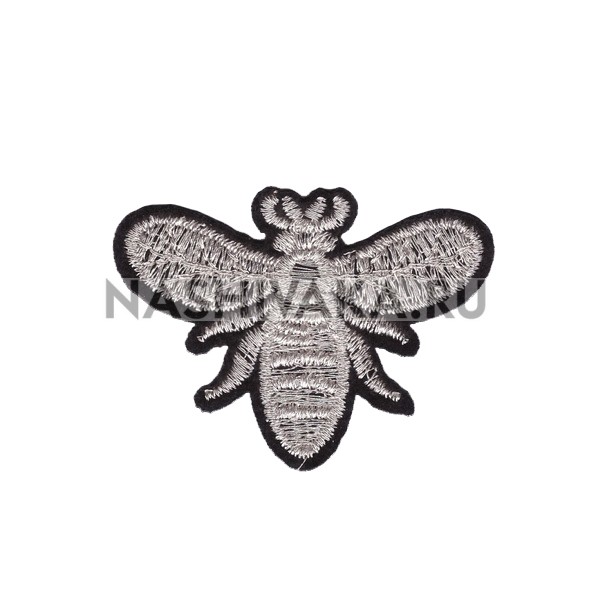 Нашивка Пчела серебристая (200444), 40х55мм