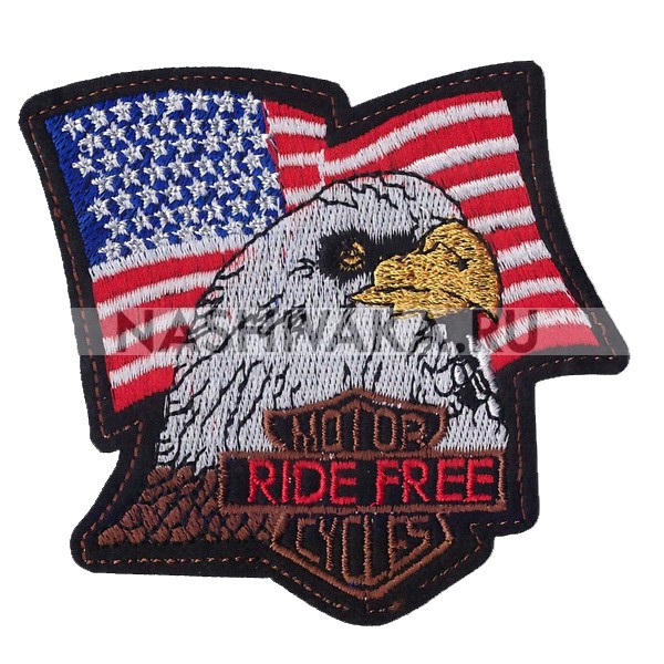 Нашивка Орел на флаге США - Ride Free (200772), 100х100мм