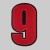 Нашивка Цифра "9" красная (200175), 100х60мм