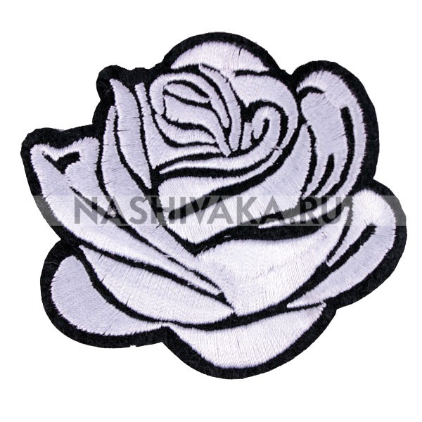Нашивка Цветок - Роза белая (200588), 65х70мм